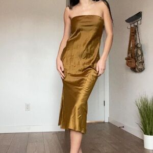 urban outfitters gold slip dress